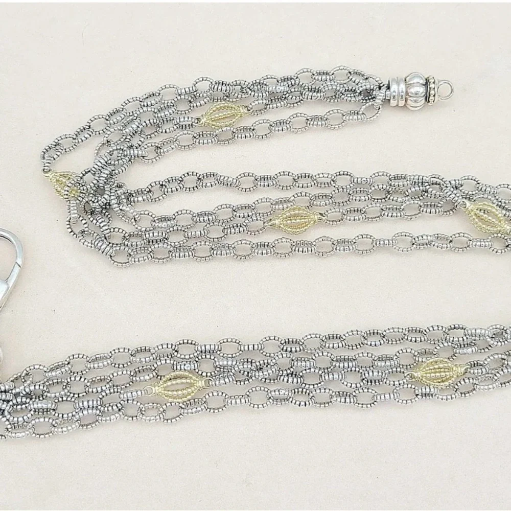 LAGOS Multi-Strand Silver Necklace with Gold Accents